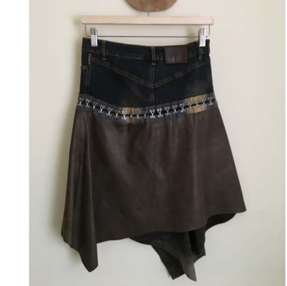 Plein Sud Vintage Lambskin Denim Asymmetric Skirt - Picture 3 of 5
